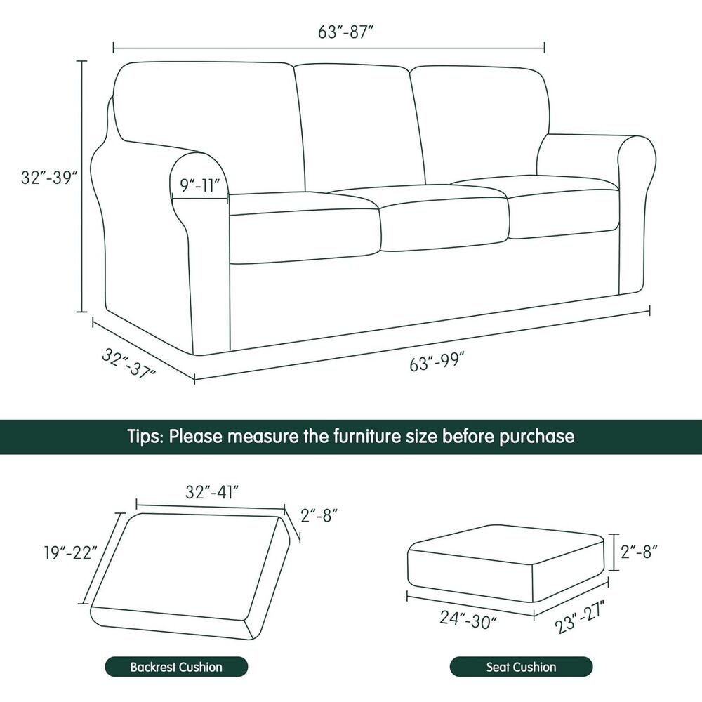 7 Piece Stretch Couch Covers for Sofa, Sofa, Dark Blue - Picture 2 of 9